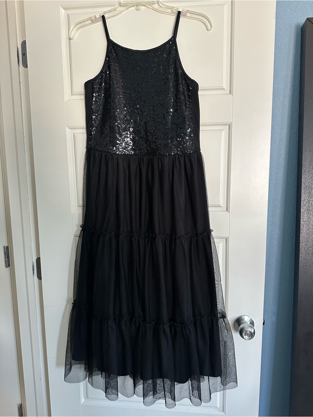 Cat & Jack Black Layered Maxi Dress with Sequin Bodice & Tulle Bottom